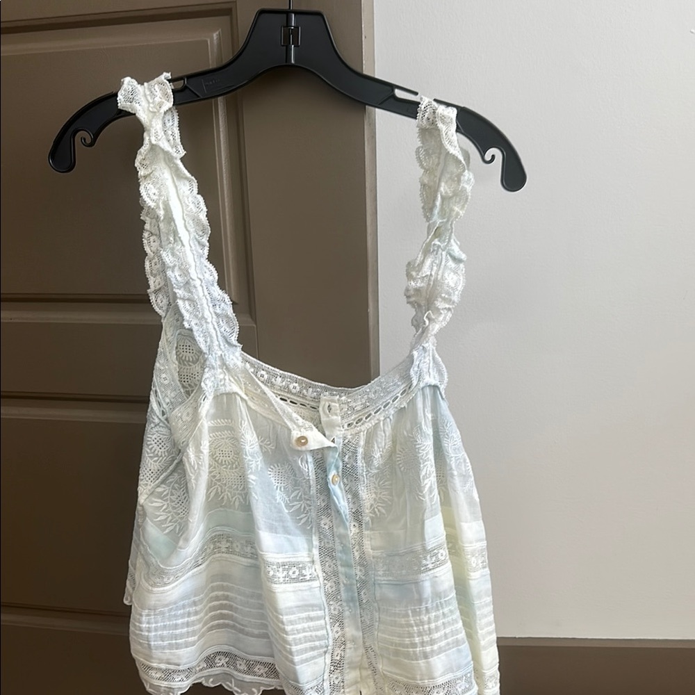 Lace Trim White Top